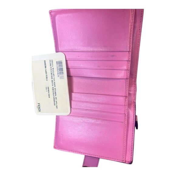 Fendi Zucca FF Logo Small Wallet Brown Pink Leather Preppy Y2K Iconic Style - Picture 2 of 16